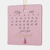 Unsere erste Weihnachtszeit Verheirateter Roter Pa Keramikornament (Links)