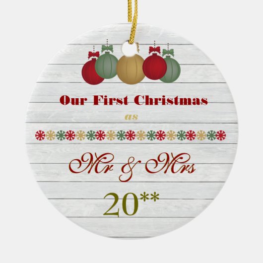 Unsere erste Weihnachtszusammen Retro Verzierung Keramikornament (Vorne)