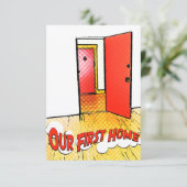 unsere erste Zuhause-Comic-Tür Einladung (Stehend Vorderseite)