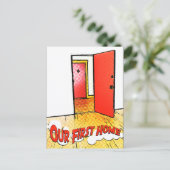 unsere erste Zuhause-Comic-Tür Postkarte (Stehend Vorderseite)