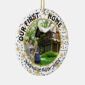 Unsere erste Zuhause, Goldene Schneeflocken, zwei  Keramikornament (Rechts)