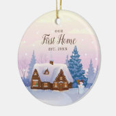 Unsere erste Zuhause Personalisierte Rustikale Hol Keramik Ornament (Links)