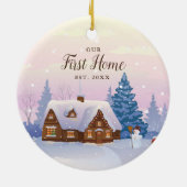 Unsere erste Zuhause Personalisierte Rustikale Hol Keramik Ornament (Hinten)