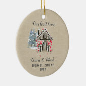 Unsere erste Zuhause rustikale Kraftzeichenschmuck Keramik Ornament (Rechts)