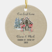 Unsere erste Zuhause rustikale Kraftzeichenschmuck Keramik Ornament (Vorne)