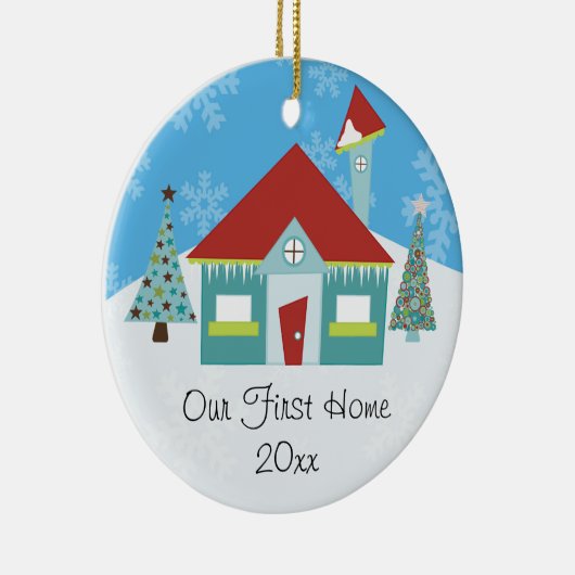 Unsere erste Zuhause Weihnachten Keramikornament (Rechts)