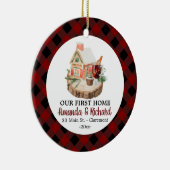 Unsere erste Zuhause Weihnachten rustikalen Flanel Keramik Ornament (Rechts)