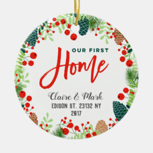 Unsere erste Zuhause Weihnachtsverzierung Keramikornament