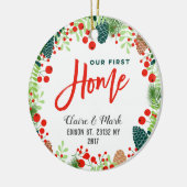 Unsere erste Zuhause Weihnachtsverzierung Keramikornament (Links)