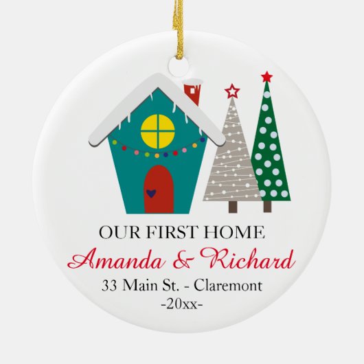 Unsere erste Zuhause Weihnachtsverzierung - Keramikornament (Hinten)