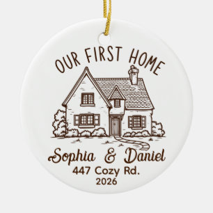 Unsere ersten Hausnamen Adresse & Jahr für Paare Keramik Ornament