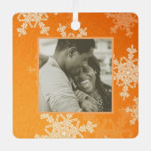 Unsere ersten Orangenschneeflocken Minimalistisch Ornament Aus Metall (Vorderseite)