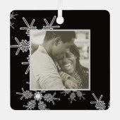 Unsere ersten Schwarzen Schneeflocken Minimalistis Ornament Aus Metall (Vorderseite)