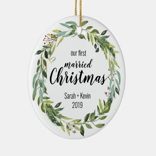 Unsere ersten verheirateten Weihnachten personalis Keramik Ornament (Rechts)