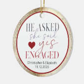 Unsere ersten Verlobten Weihnachten Keramik Ornament (Links)