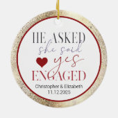 Unsere ersten Verlobten Weihnachten Keramik Ornament (Hinten)