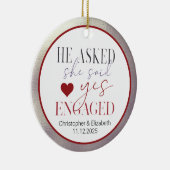 Unsere ersten Verlobten Weihnachten Keramik Ornament (Rechts)