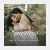 Unsere ersten Verlobten Weihnachts-Foto-Namen Ornament Aus Glas (Rückseite)