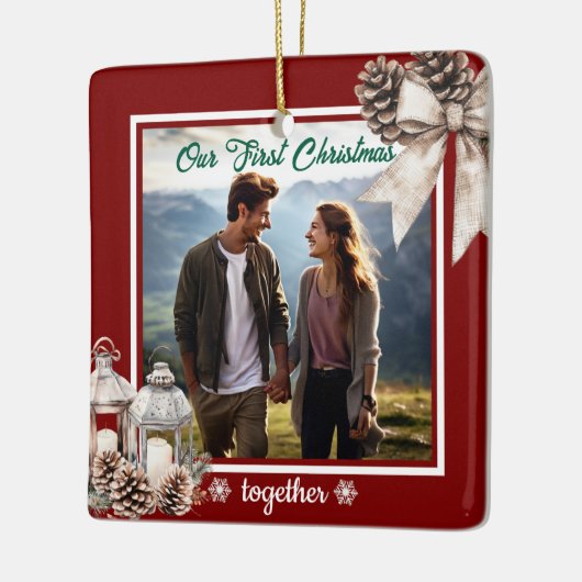 Unsere ersten Weihnachten 1 Foto Schneeköne Keramikornament (Links)