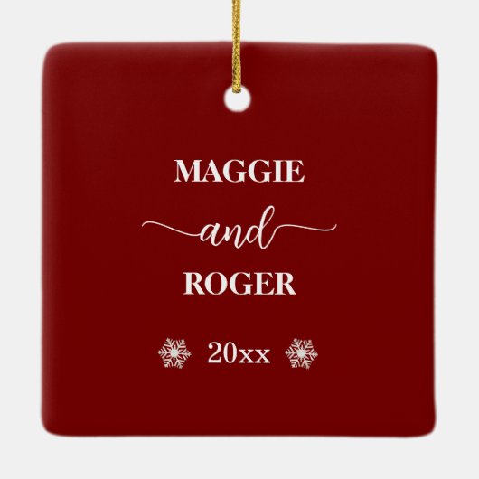 Unsere ersten Weihnachten 1 Foto Schneeköne Keramikornament (Rückseite)