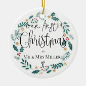 Unsere ersten Weihnachten 2025 Neuverheiratet Mr. Keramik Ornament (Vorne)