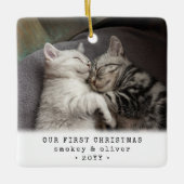 Unsere ersten Weihnachten 2 Katzen oder irgendein  Keramikornament (Vorderseite)