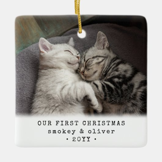 Unsere ersten Weihnachten 2 Katzen oder irgendein Keramikornament (Vorderseite)