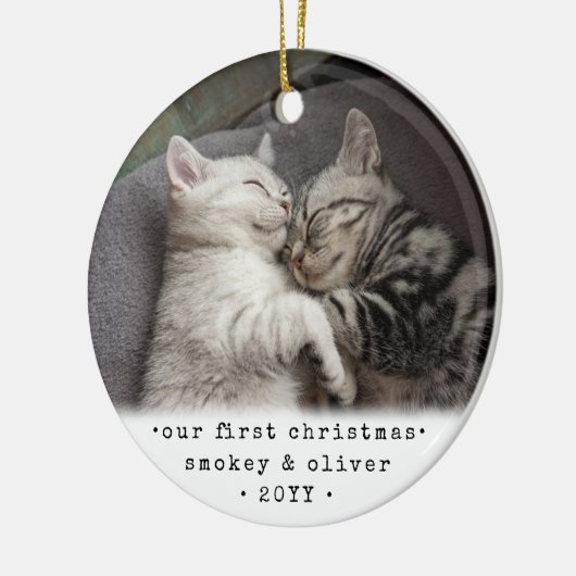 Unsere ersten Weihnachten 2 Katzen oder jedes Haus Keramik Ornament (Links)