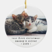 Unsere ersten Weihnachten 2 Katzen oder jedes Haus Keramik Ornament (Hinten)
