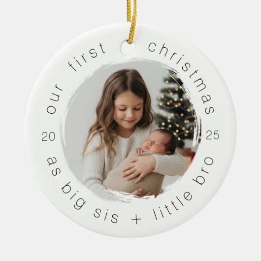 Unsere ersten Weihnachten als Big Sister & Bro Sim Keramik Ornament (Vorne)
