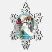 Unsere ersten Weihnachten als Buddies Weihnachtssc Schneeflocken Zinn-Ornament (Rechts)