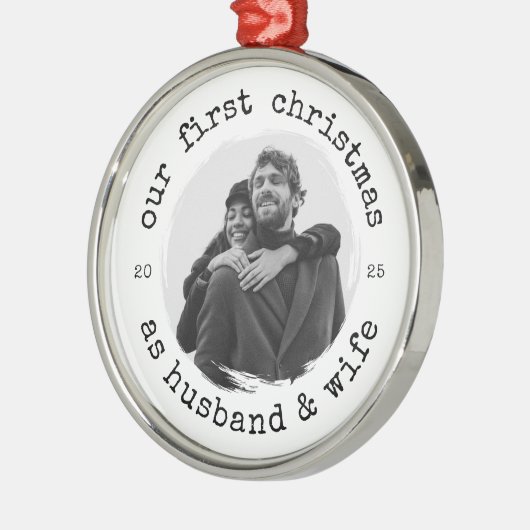 Unsere ersten Weihnachten als Ehemann & Ehefrau - Ornament Aus Metall (Links)