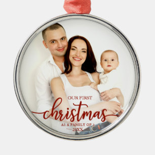 Unsere ersten Weihnachten als eine Familie von 3 r Ornament Aus Metall