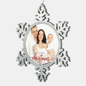 Unsere ersten Weihnachten als eine Familie von 3 r Schneeflocken Zinn-Ornament (Rechts)