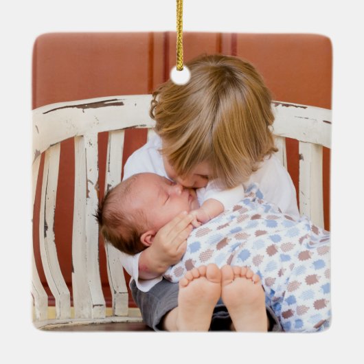 Unsere ersten Weihnachten als eine Familie von vie Keramikornament (Rückseite)