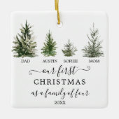 Unsere ersten Weihnachten als eine Familie von vie Keramikornament (Vorderseite)