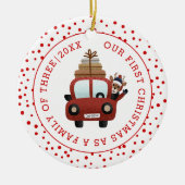 Unsere ersten Weihnachten als Eltern Autogeschenke Keramik Ornament (Vorne)