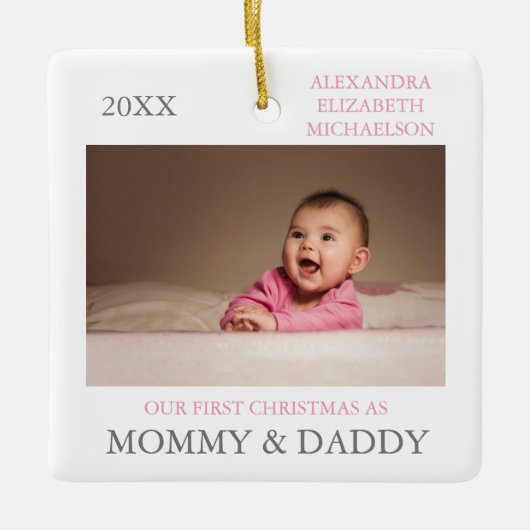 Unsere ersten Weihnachten als Eltern Keramikornament (Vorderseite)