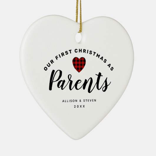 Unsere ersten Weihnachten als Eltern Personalisier Keramik Ornament (Rechts)