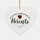 Unsere ersten Weihnachten als Eltern Personalisier Keramik Ornament (Hinten)