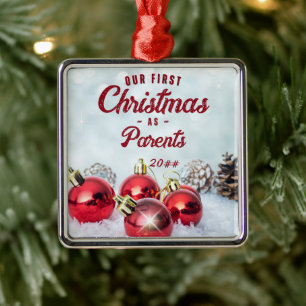 Unsere ersten Weihnachten als Eltern zeitlos Ornament Aus Metall