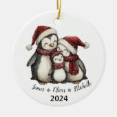 Unsere ersten Weihnachten als Familie der drei Pin Keramik Ornament (Vorne)