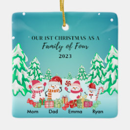 Unsere ersten Weihnachten als Familie der vier Sno Keramikornament