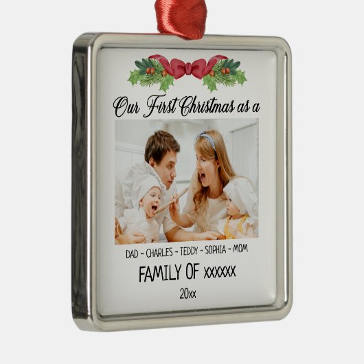 Unsere ersten Weihnachten als Familie mit maßgesch Ornament Aus Metall (Rechts)