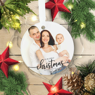 Unsere ersten Weihnachten als Familie von 3 elegan Ornament