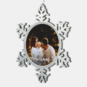 Unsere ersten Weihnachten als Familie von 3 elegan Schneeflocken Zinn-Ornament (Rechts)