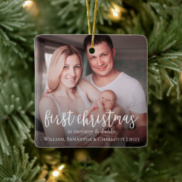 Unsere ersten Weihnachten als Familie von 3 Fotos Keramikornament