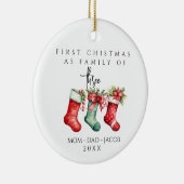 Unsere ersten Weihnachten als Familie von 3 indivi Keramik Ornament (Rechts)