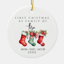 Unsere ersten Weihnachten als Familie von 3 indivi Keramik Ornament