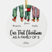 Unsere ersten Weihnachten als Familie von 3 indivi Keramik Ornament (Vorne)